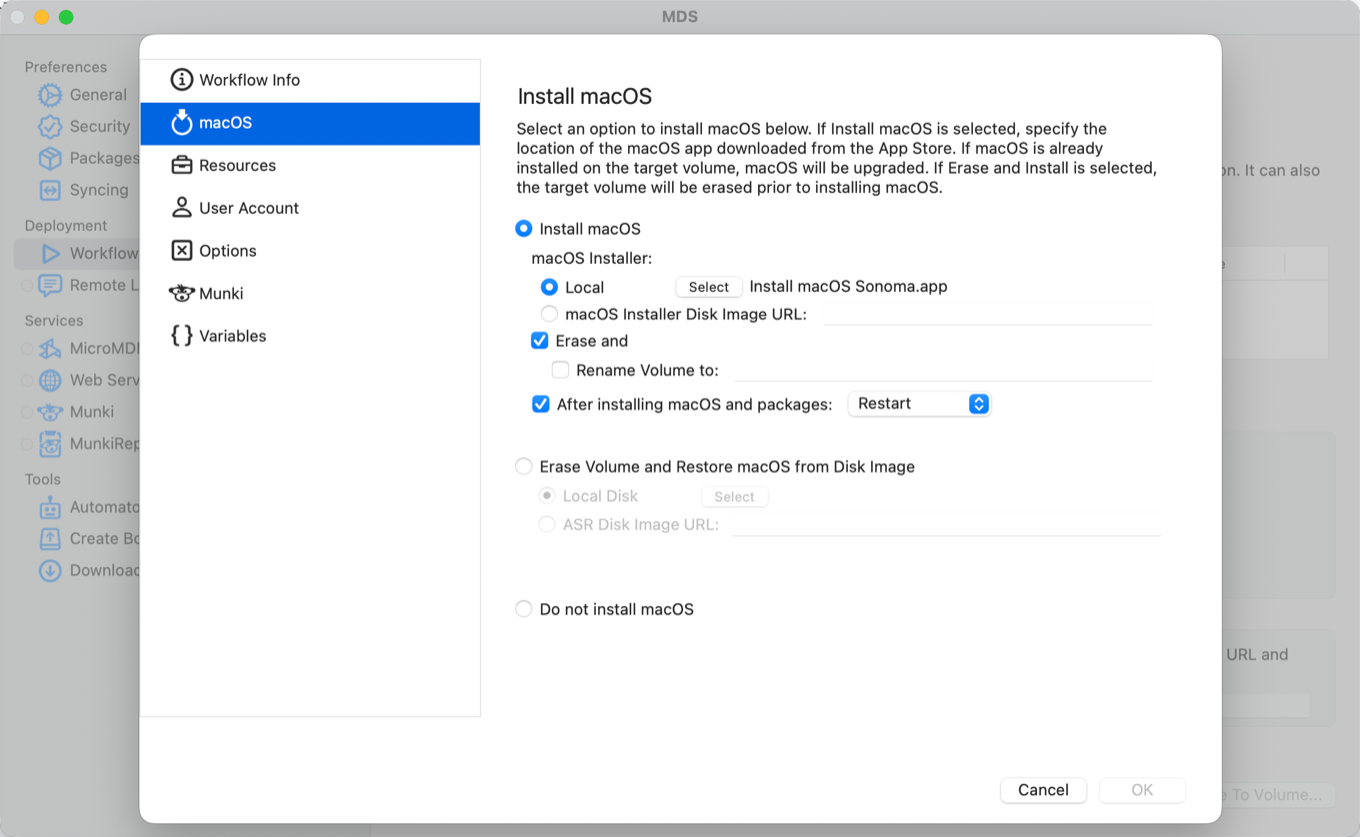 MDS macOS 配置界面