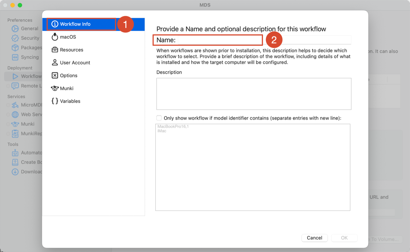 MDS Workflow Info 配置界面