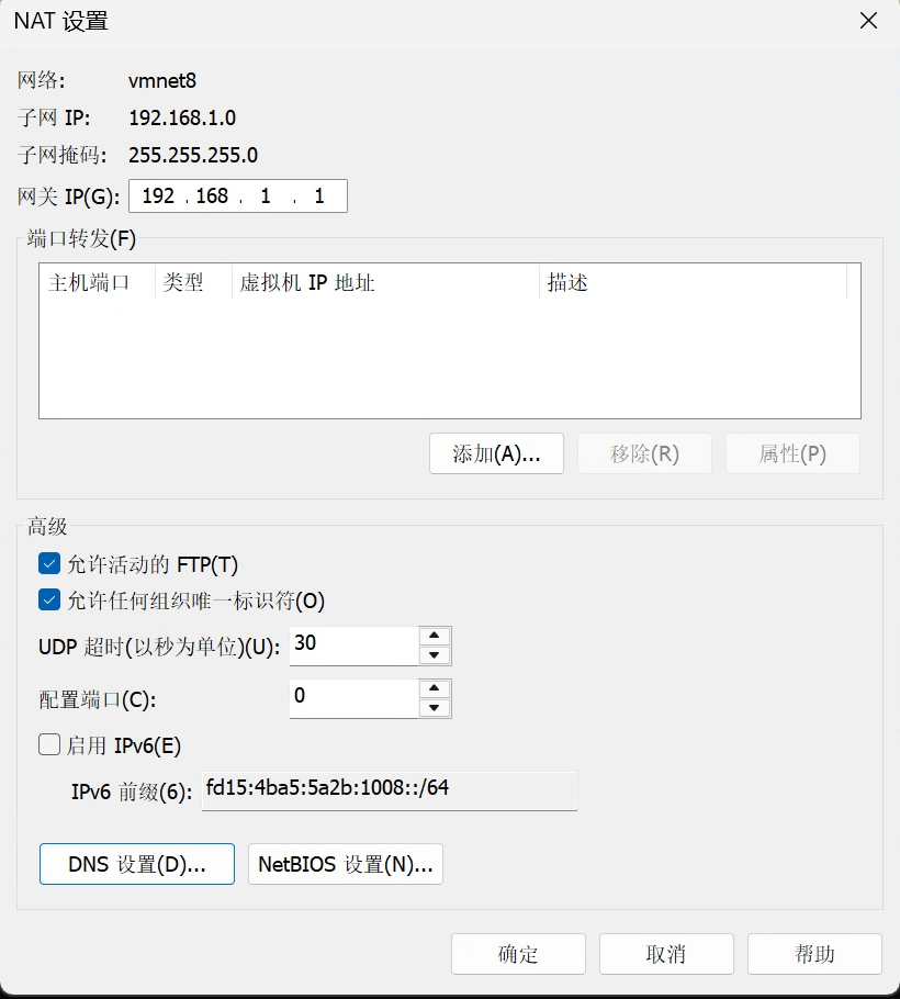 VMware VMnet8 NAT 设置